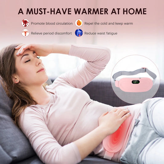 Electric Menstrual Period Cramp Massager Heating Pad Belt for Female Waist Abdominal Warm Palace Belt Massage Device Vibration