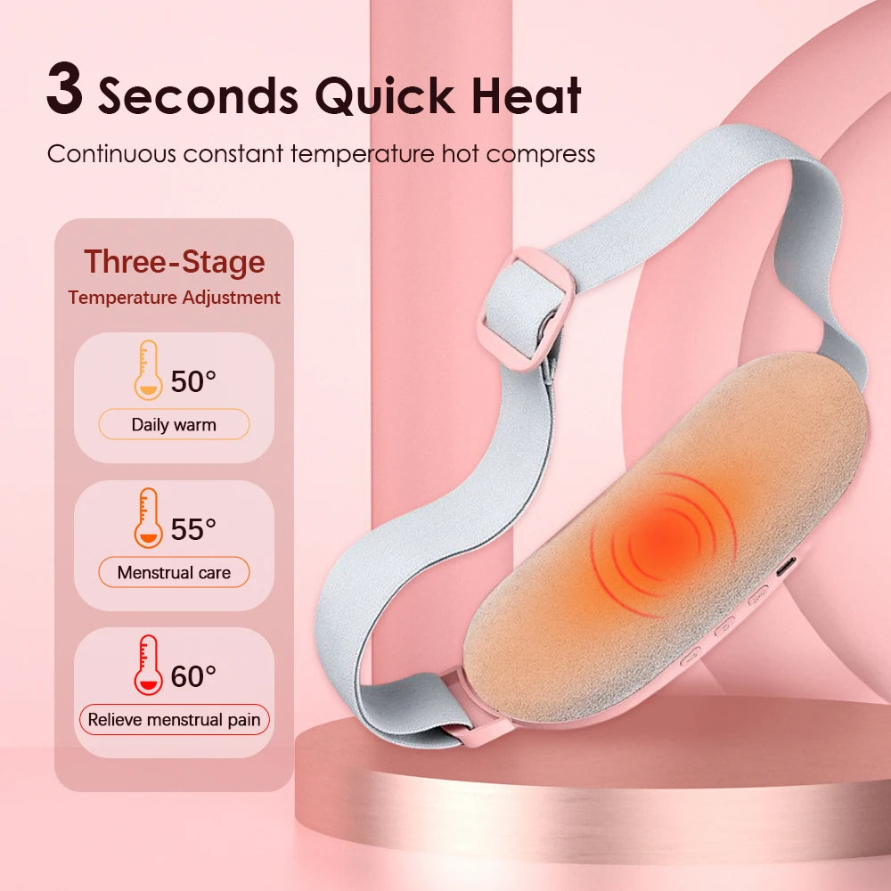 Electric Menstrual Period Cramp Massager Heating Pad Belt for Female Waist Abdominal Warm Palace Belt Massage Device Vibration