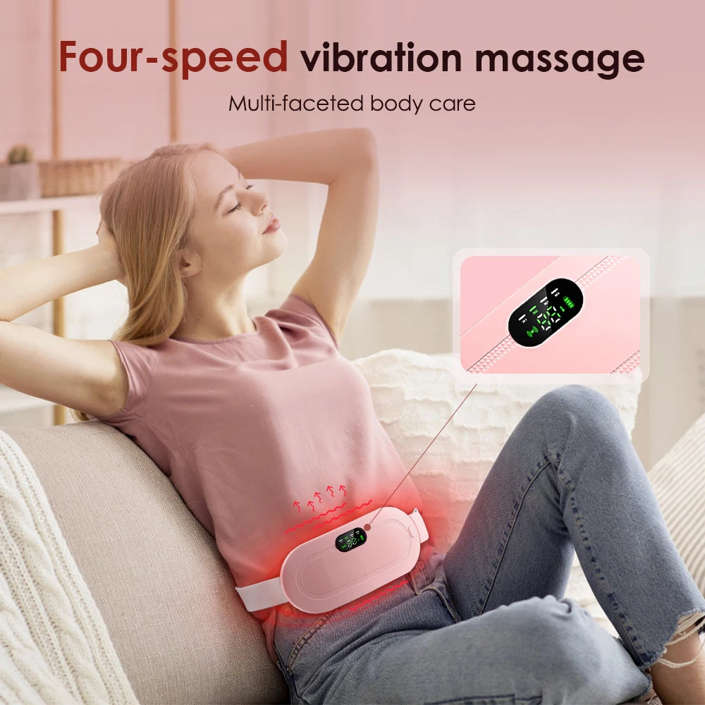 Electric Menstrual Period Cramp Massager Heating Pad Belt for Female Waist Abdominal Warm Palace Belt Massage Device Vibration