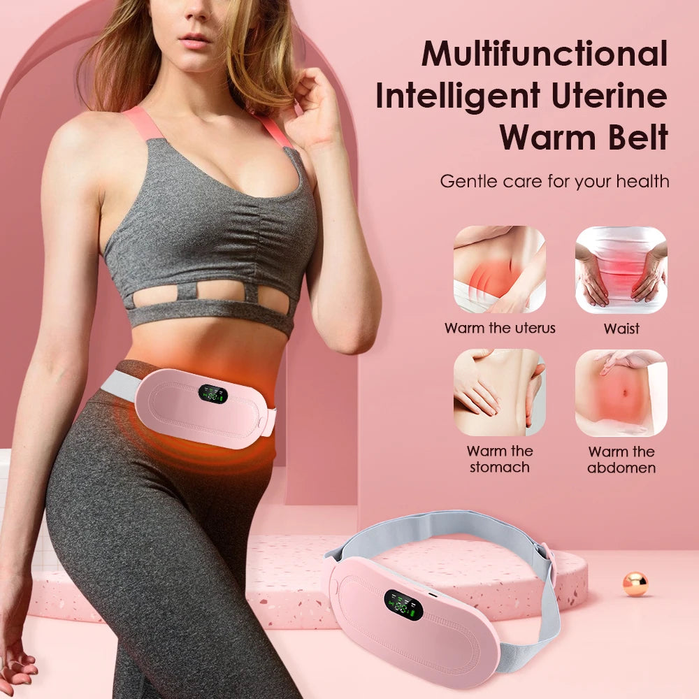 Electric Menstrual Period Cramp Massager Heating Pad Belt for Female Waist Abdominal Warm Palace Belt Massage Device Vibration